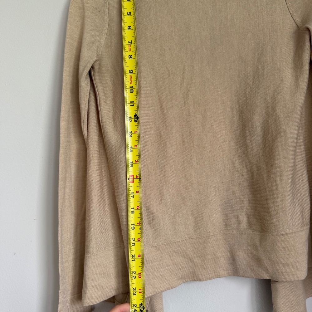 LOFT Womens XS Tan Open Front Waterfall Cardigan Wool Blend Sweater Pockets - Picture 8 of 8